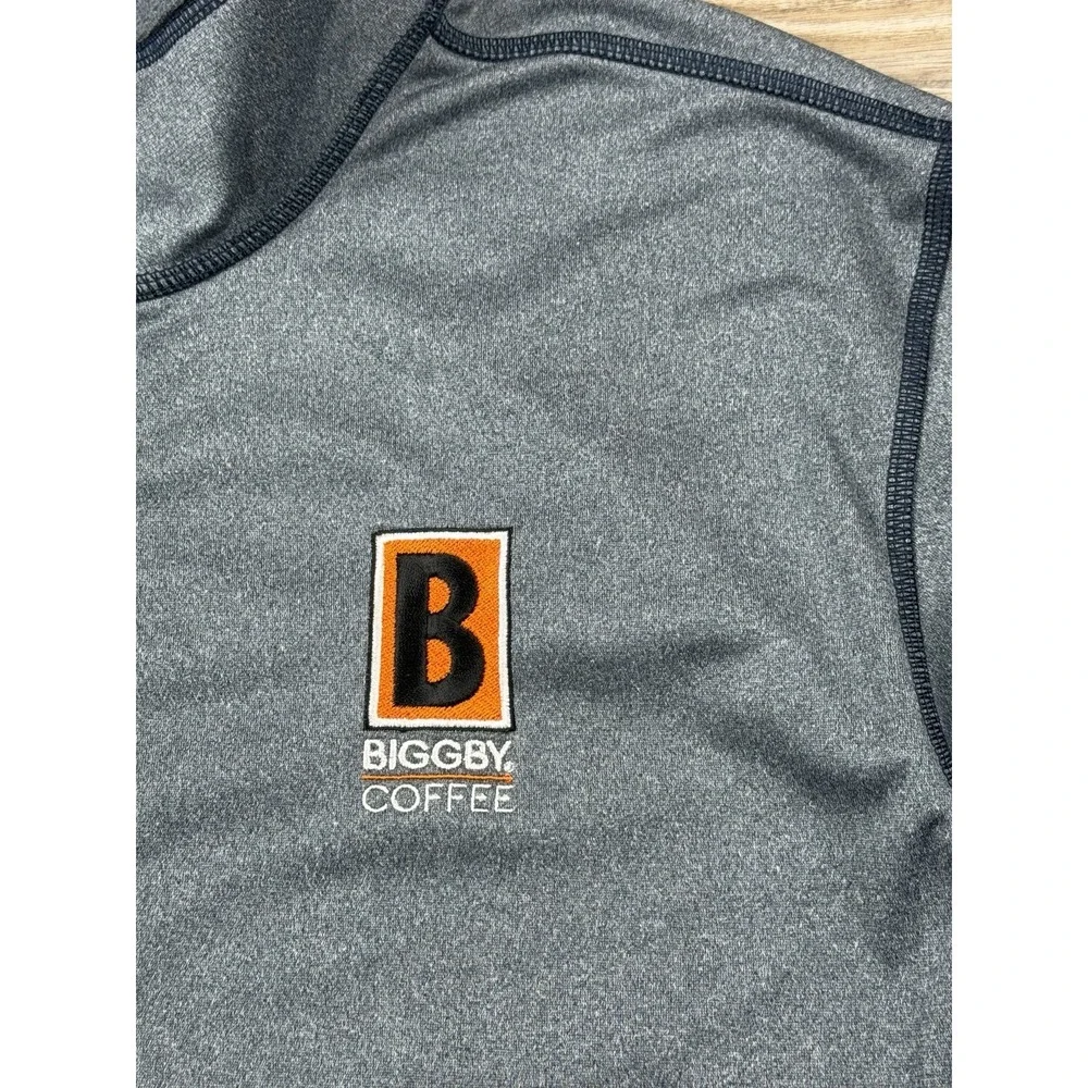 The North Face Grey 1/4 Zip Pullover Activewear Shirt With BIGGBY Logo Mens L